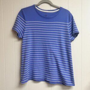Isaac Mizrahi Live Essentials Blue Striped Women's T-Shirt Size Large